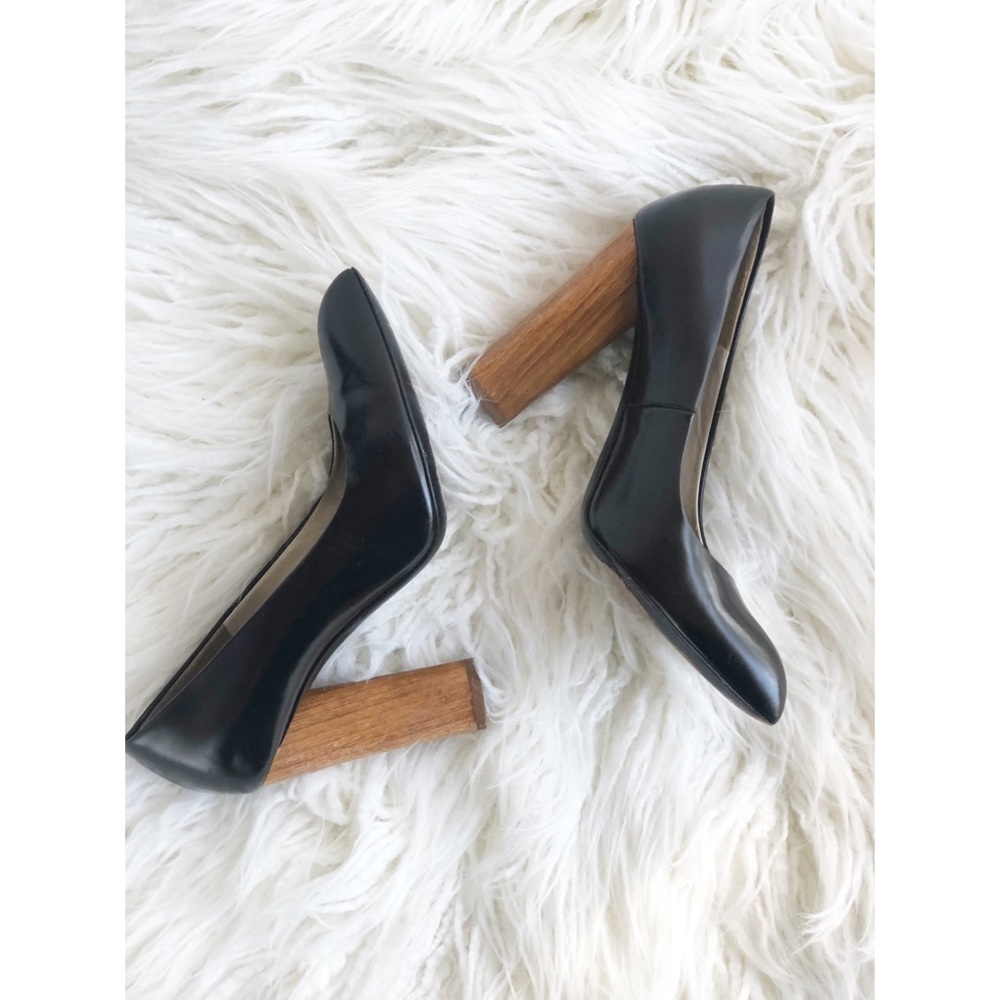 YSL | Black Charlotte Pumps Wooden Heel 35